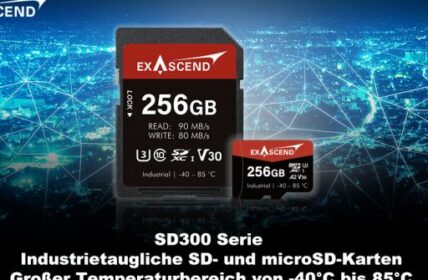 Exascend bietet IoT-Edge-Speicher in Industriequalität mit SD- und MicroSD-Karten SD300 (Foto: Exascend Co., Ltd.)